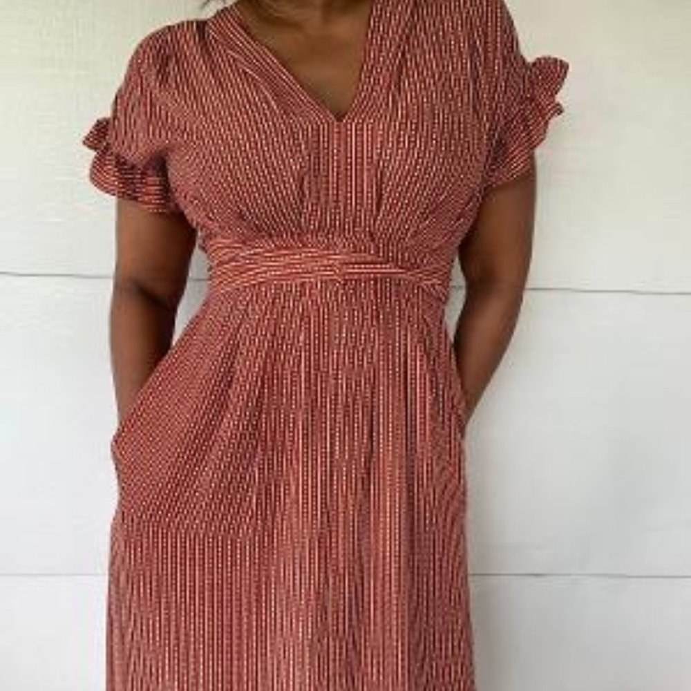 Ruffle Sleeve Midi Dress